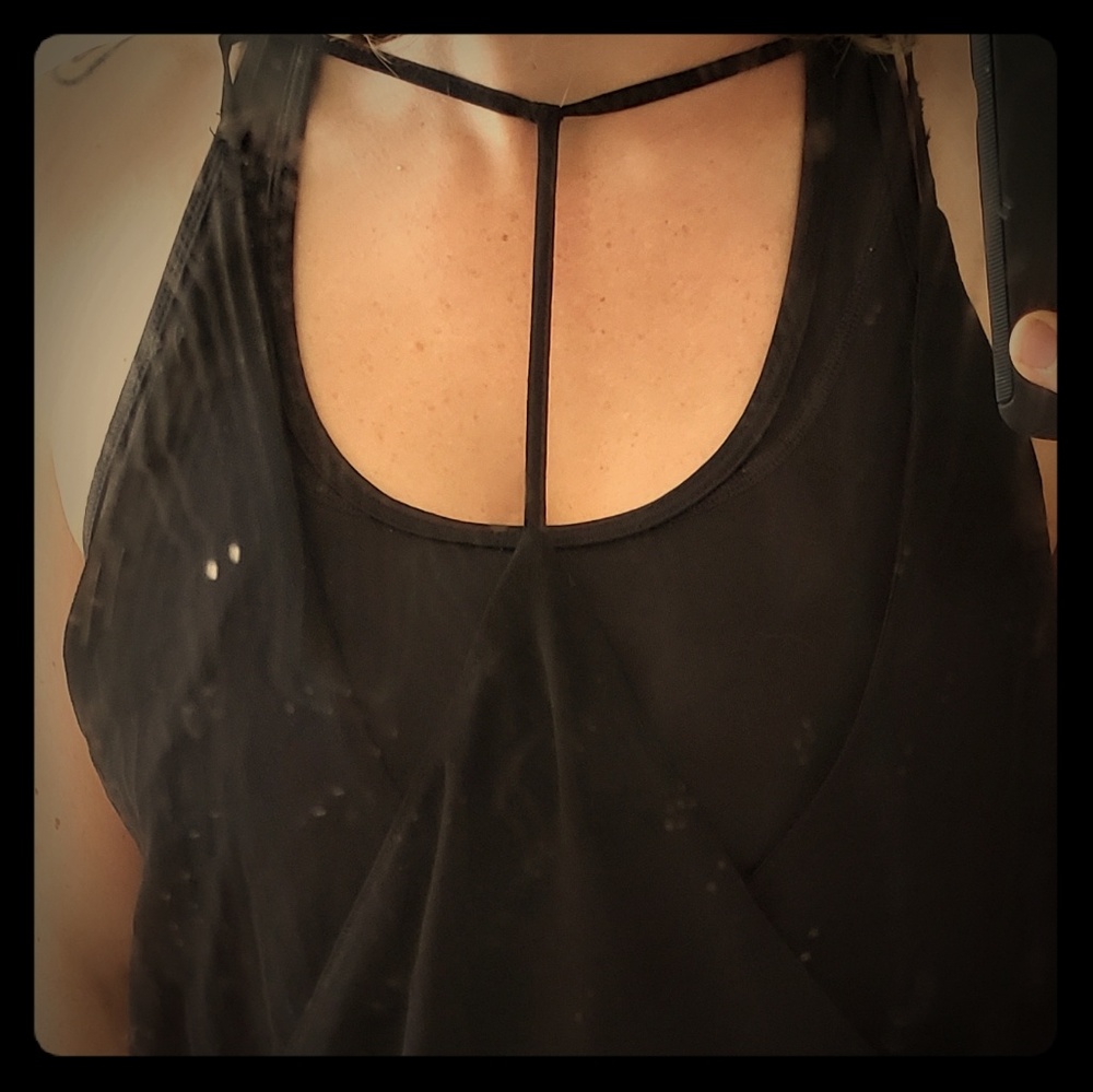 Blouse with strap detail black crepe chiffon